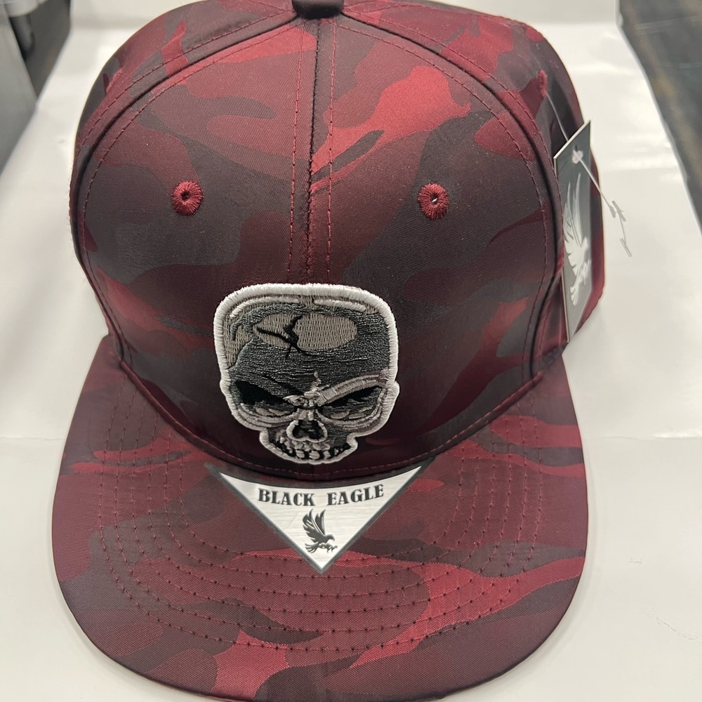 Black Eagle Red Camo Skull Cap
